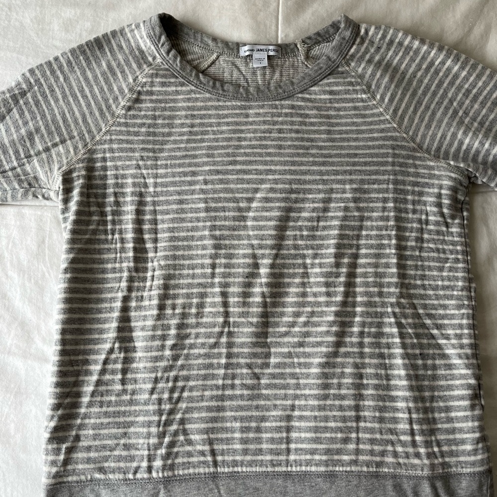James Perse size 1 grey stripped sweatshirt